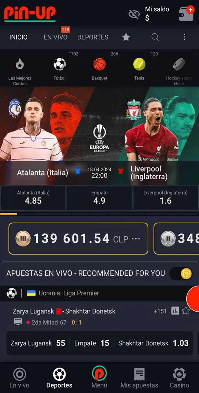 Apuestas sobre disciplinas deportivas en la aplicación Pin-Up.