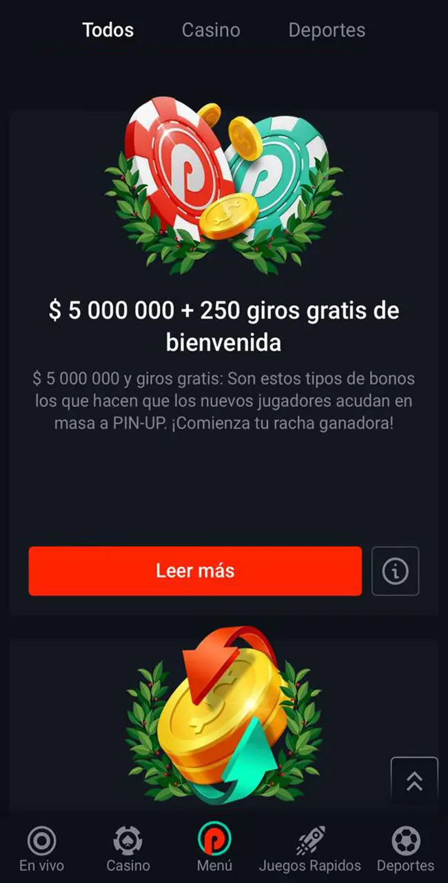 Promociones y bonificaciones Pin-Up.