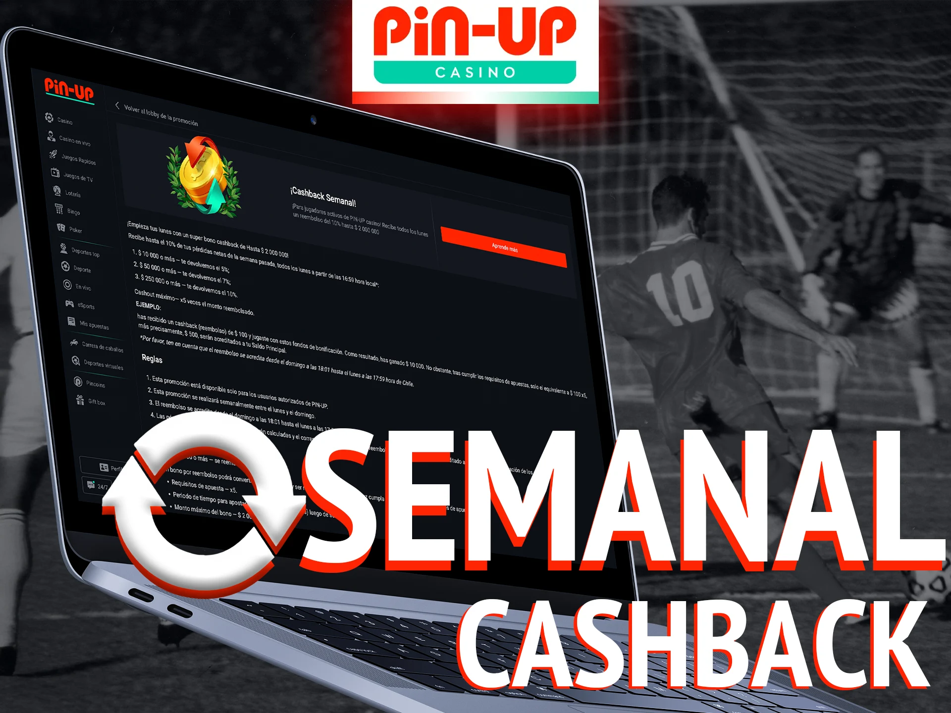 Consigue cashback con un bono de Pin-Up.